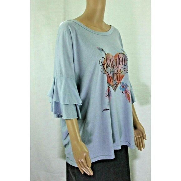 Wanderer XL T-Shirt BLESS YOUR HEART Ruffle Sleeve - Picture 3 of 5